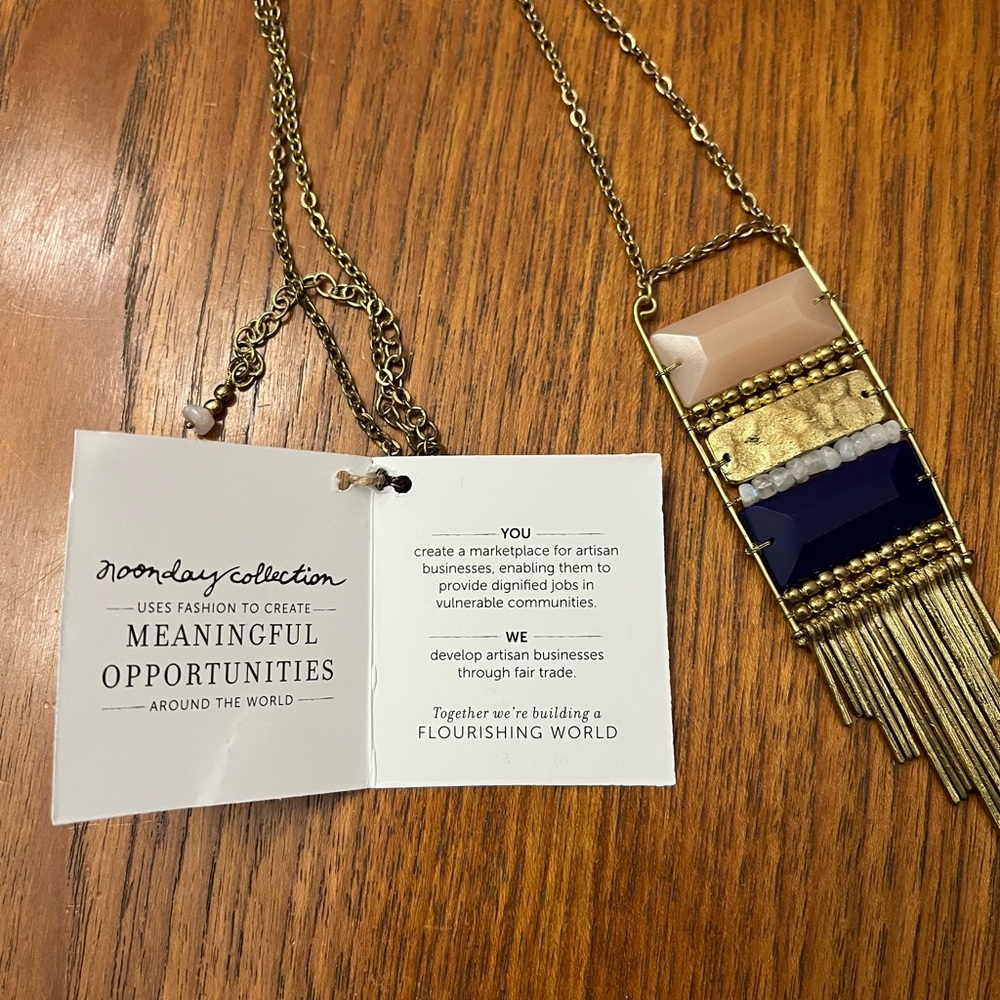 Noonday Collection Gold and Cream Geometric Necklace